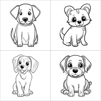 cute dog coloring page for kids.cute puppy dog vector design