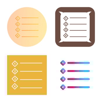 Unique Numbered list Vector Icon