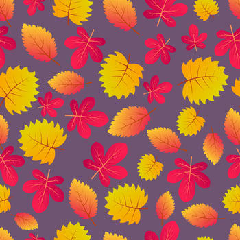 Autumn seamless background with colorful leaves. Design for fall season posters, wrapping papers and holidays decorations. Vector illustration