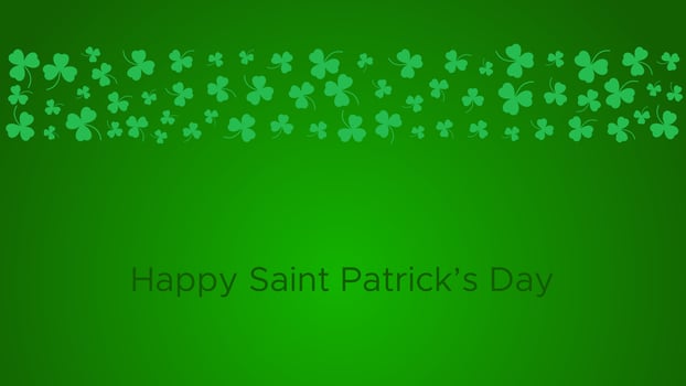 Happy Saint Patrick's day green background. Green clover leaves pattern. Vector illustration.