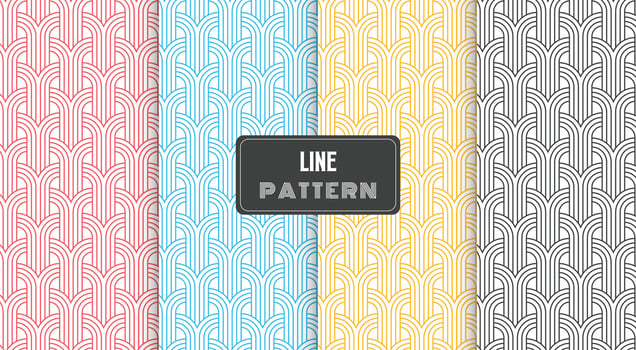 line circle wave traditional pattern vector