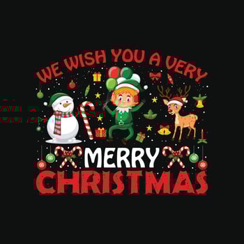 CHRISTMAS SET WE WISH YOU A VERY MERRY CHRISTMAS vector