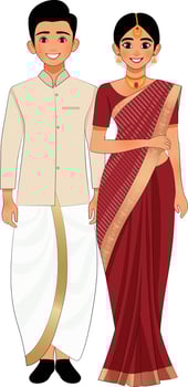 South indian wedding Couple in Traditional Attire vector