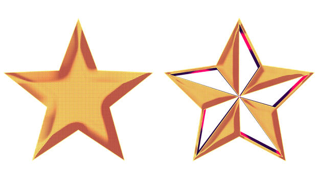 3D glowing gold star png