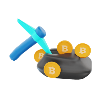 3D Rendering Bitcoin Mining Icon Object png