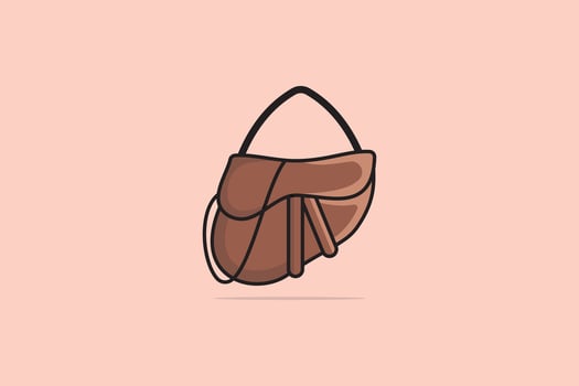 Girls Fashion Party Purse vector illustration. Beauty fashion objects icon concept. Elegant ladies bright leather bag vector design on light orange background.