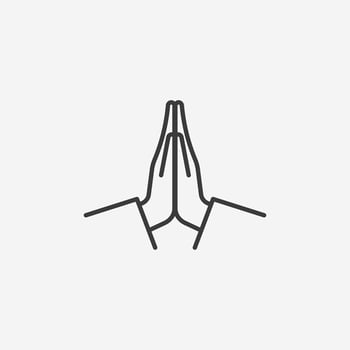 Hands folded in prayer icon vector