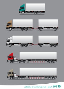 Collection of Commercial Cargo Truck and Trailer vector