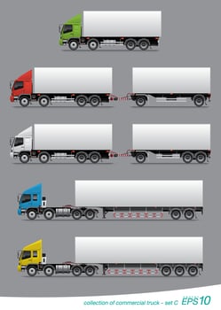 Collection of Commercial Cargo Truck and Trailer vector