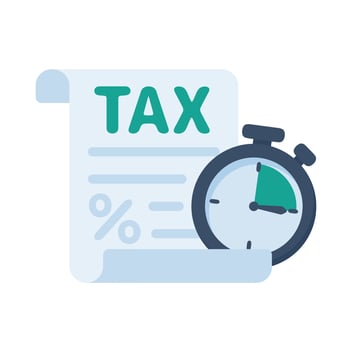 tax document icon Tax filing documents with stopwatch Tax filing schedule vector