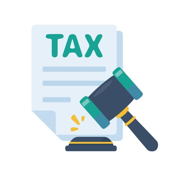 tax document icon Tax filing documents with legal hammer vector
