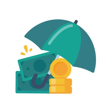 money protection umbrella Concept of protecting money from business tax payments vector