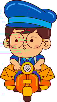 cute postman boy cartoon character vector