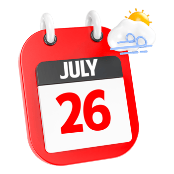 July Sunny Windy Heavy Rain 3D Icon Day 26 png