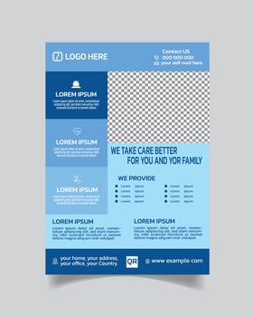 Health care flyer, hospital flyer cover, medical flyer template, clinic cover layout vector