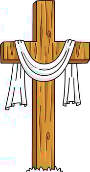 Cross in Calvary Cartoon Colored Clipart vector