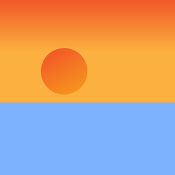Portrait of the sunset where the line meets the sky over an orange gradient background vector or color illustration