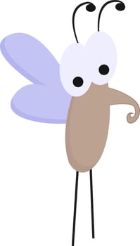 Cartoon brown mosquito vector or color illustration