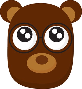 Image of happy bear, vector or color illustration.