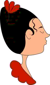 A color illustration of a woman with red dress, vector or color illustration.