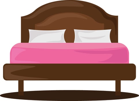 Big bed, illustration, vector on white background.