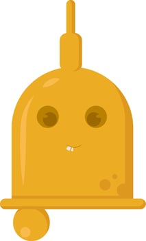 Yellow bell, illustration, vector on white background.