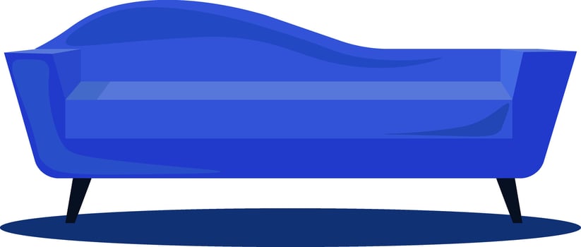 Blue sofa, illustration, vector on white background.