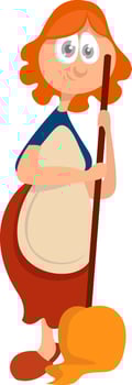 Cleaning lady, illustration, vector on white background