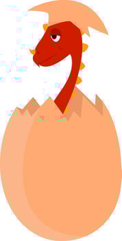 Dinosaur in egg, illustration, vector on white background
