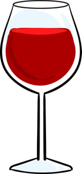 Full glass of wine, illustration, vector on white background