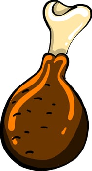 Chicken thigh, illustration, vector on white background