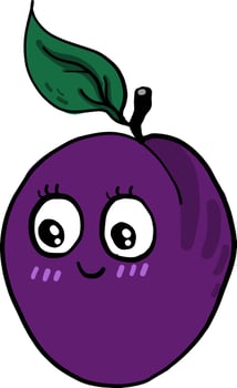 Cute little plum, illustration, vector on white background