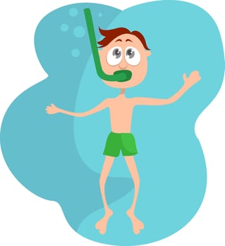 Boy diving, illustration, vector on white background