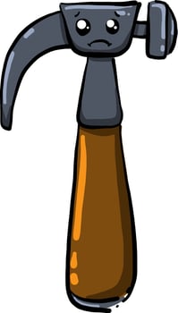 Sad hammer, illustration, vector on white background