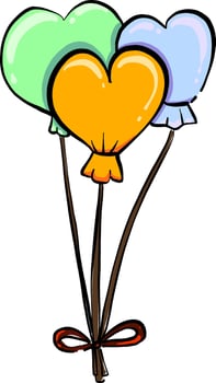 Heart balloons, illustration, vector on white background