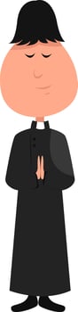 Preacher in black, illustration, vector on white background