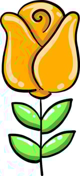 Yellow rose, illustration, vector on white background