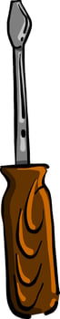 Wooden screwdriver, illustration, vector on white background