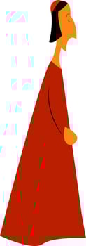 A dignitary in Roman catholic church known as cardinal standing with his eyes closed vector color drawing or illustration