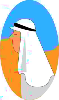 Profile vector illustration of an arab in the desert  white background