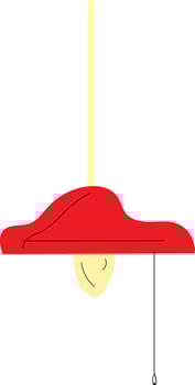 Red lamp with lit bulb vector illustration on white background