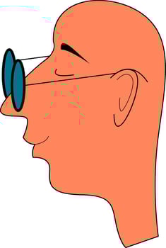 Cartoon bald man with glasses vector illustration on white background