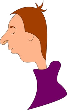Man wearing sweater hand drawn design, illustration, vector on white background.