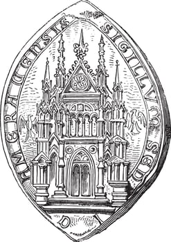 Officialite of Cambrai. Edicule Gothic, vintage engraving. vector