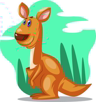 Happy kangaroo, illustration, vector on white background.