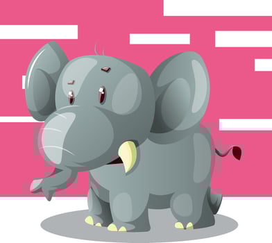Cute little elephant, illustration, vector on white background.