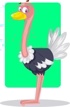 Smiling big ostrich, illustration, vector on white background.