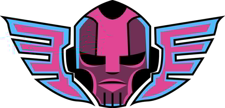 Robot in pink color, illustration, vector on white background.