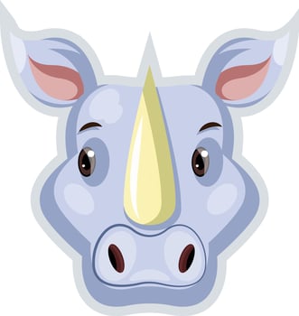 Blue rhinoceros, illustration, vector on white background.