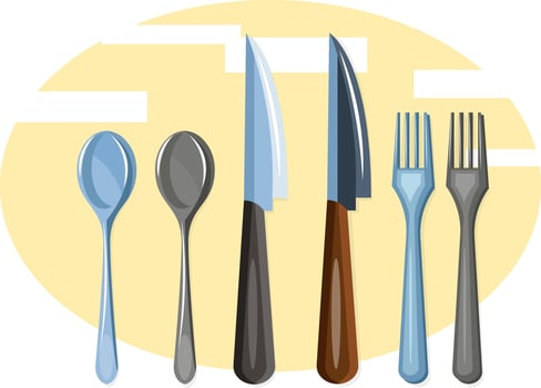 Cutlery set vector color illustration.